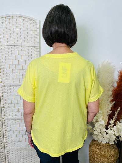 "PEONY” Broderie T-Shirt-Lemon