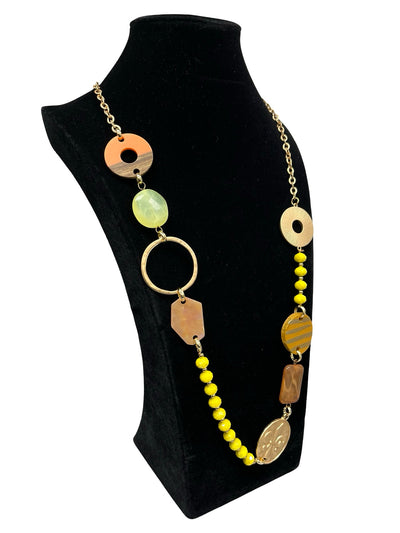Yellow & Rose Gold Long Statement Necklace