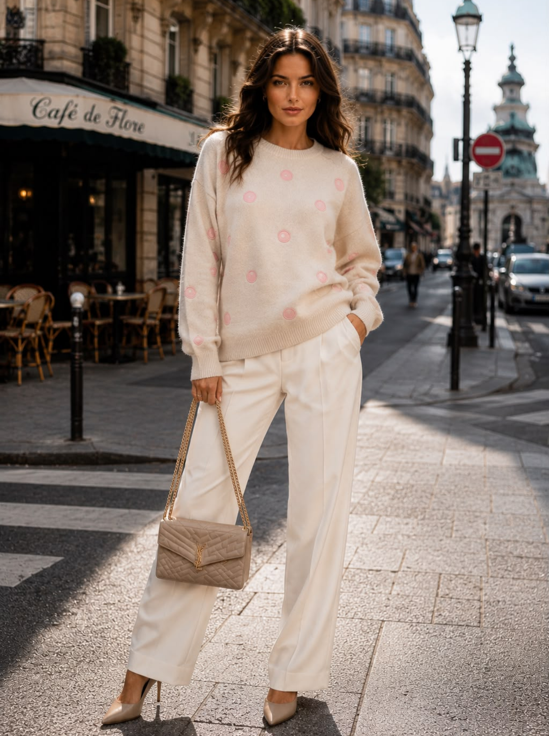 “SELINA” Circle Detail Soft Jumper cream