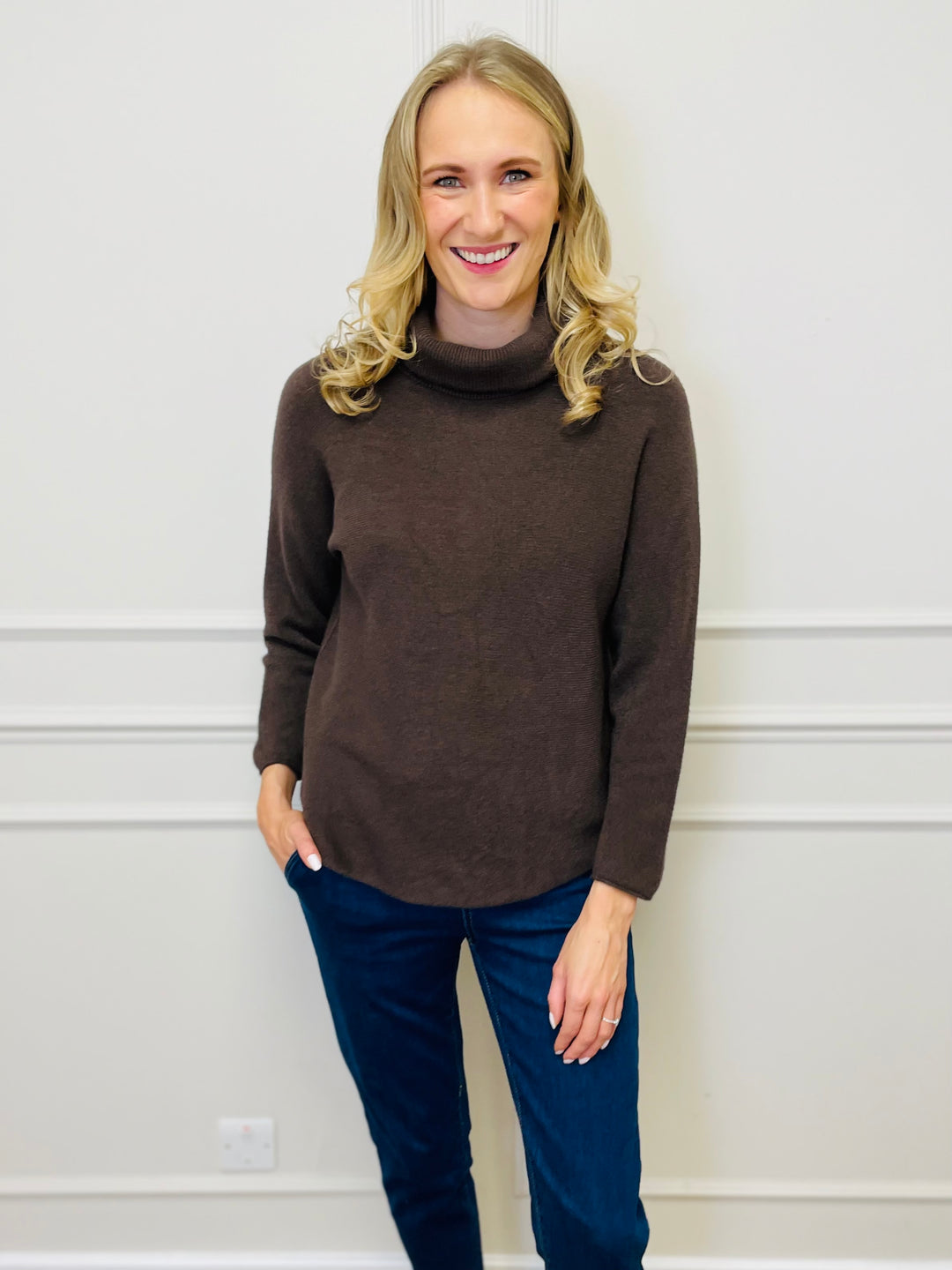 "MANDY" Roll Neck Jumper-Brown