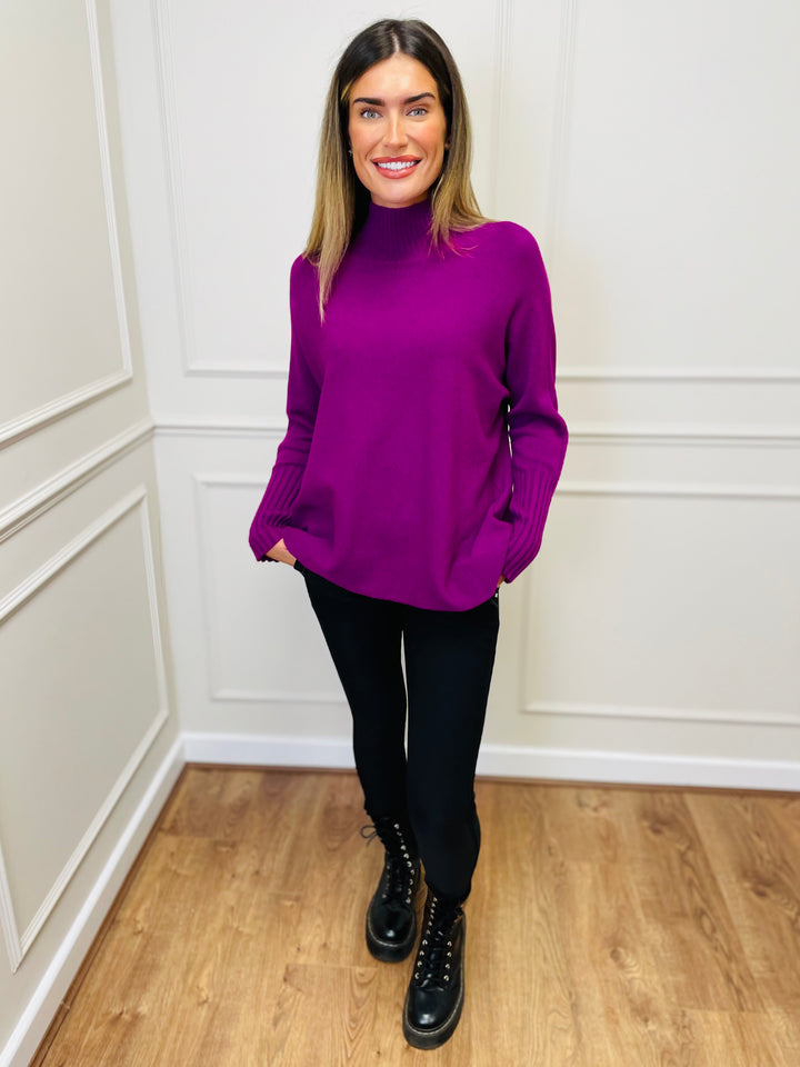 "AMANDA" Roll Neck Jumper-Purple