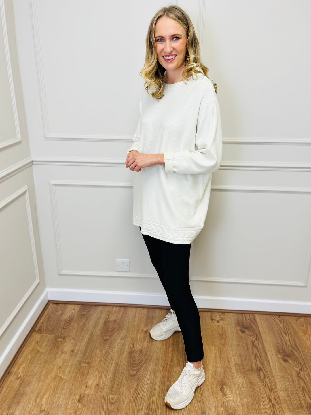 "CASEY" Cable Knit Jumper-Cream