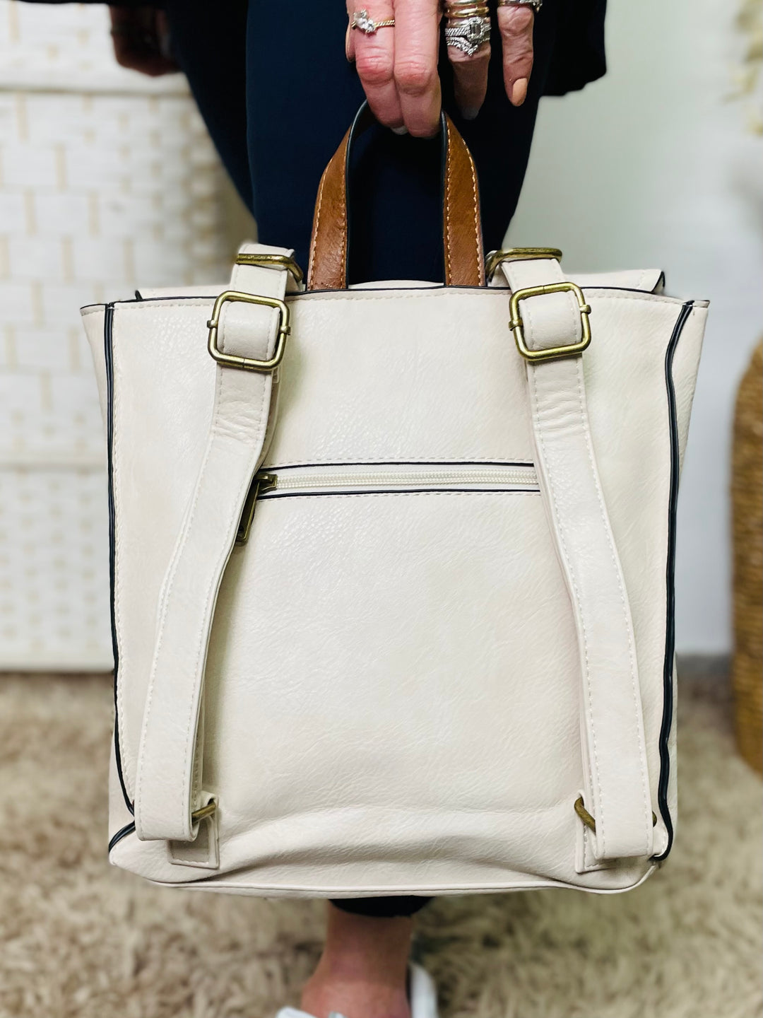 Satchel Backpack-Cream