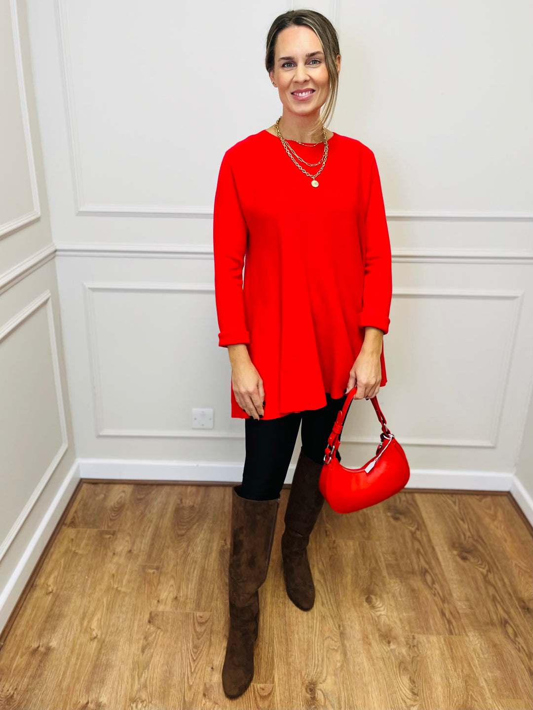 "HARRIET" Basic Soft Jumper-Red