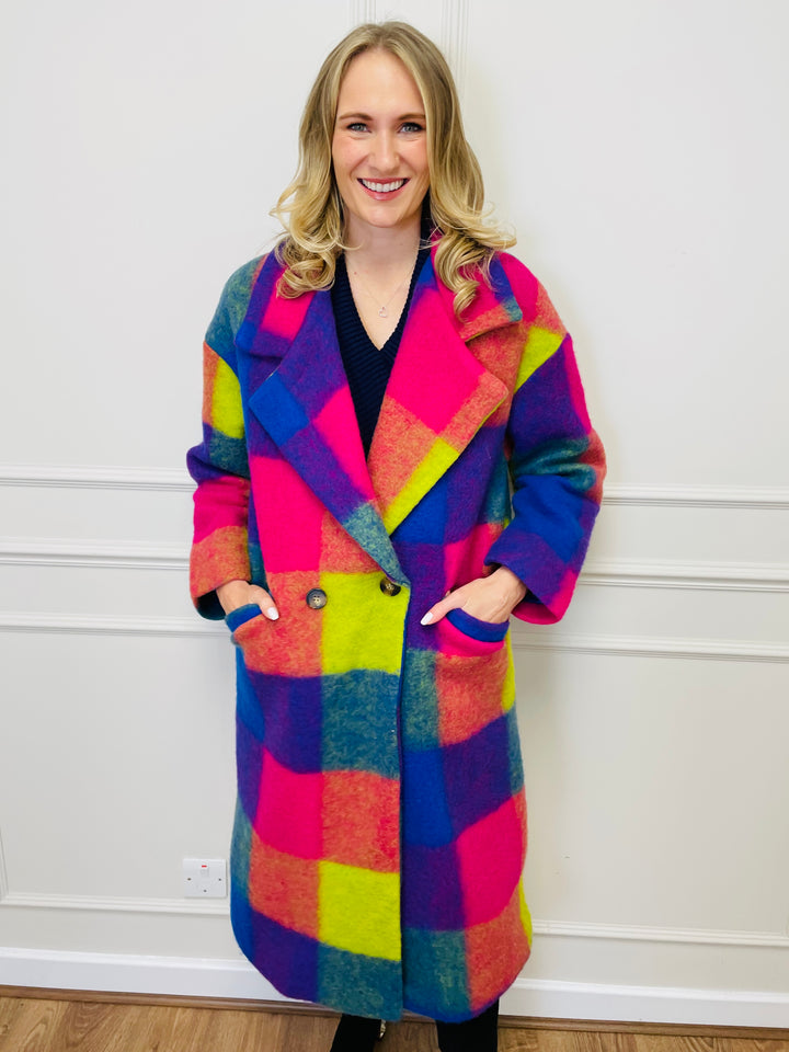 "LILLIAN" Longline Coat-Multicolour