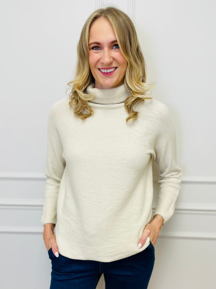 "MANDY" Roll Neck Jumper-Cream