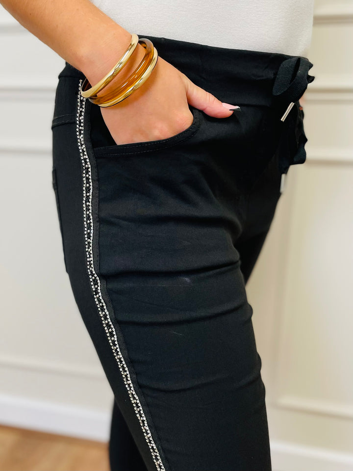 "CARMELA" Embellished MAGIC Trouser-Black