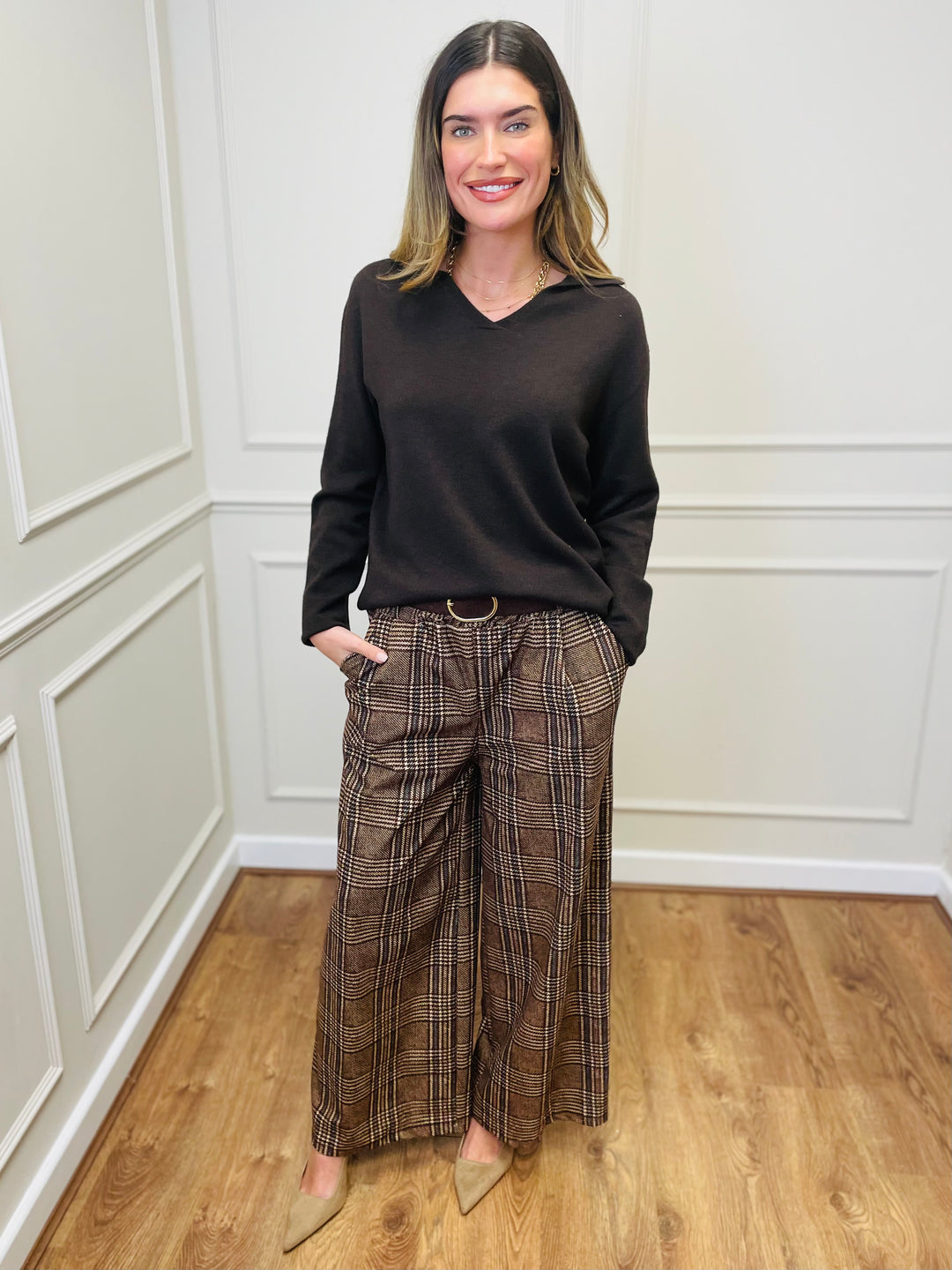 "NIKO" LUXURY Fine Knit Jumper-Brown