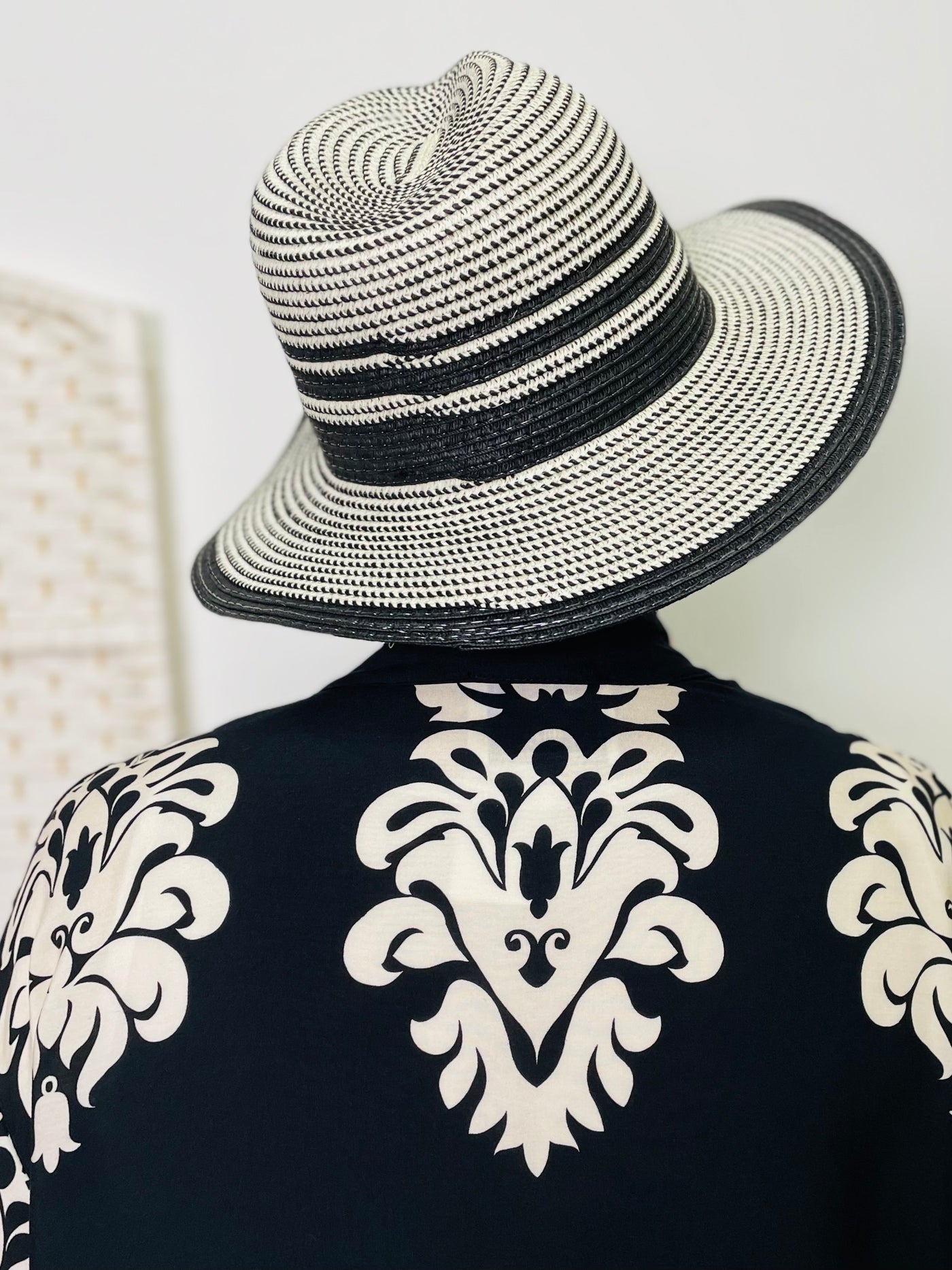 Panama Sun Hat-Cream & Black