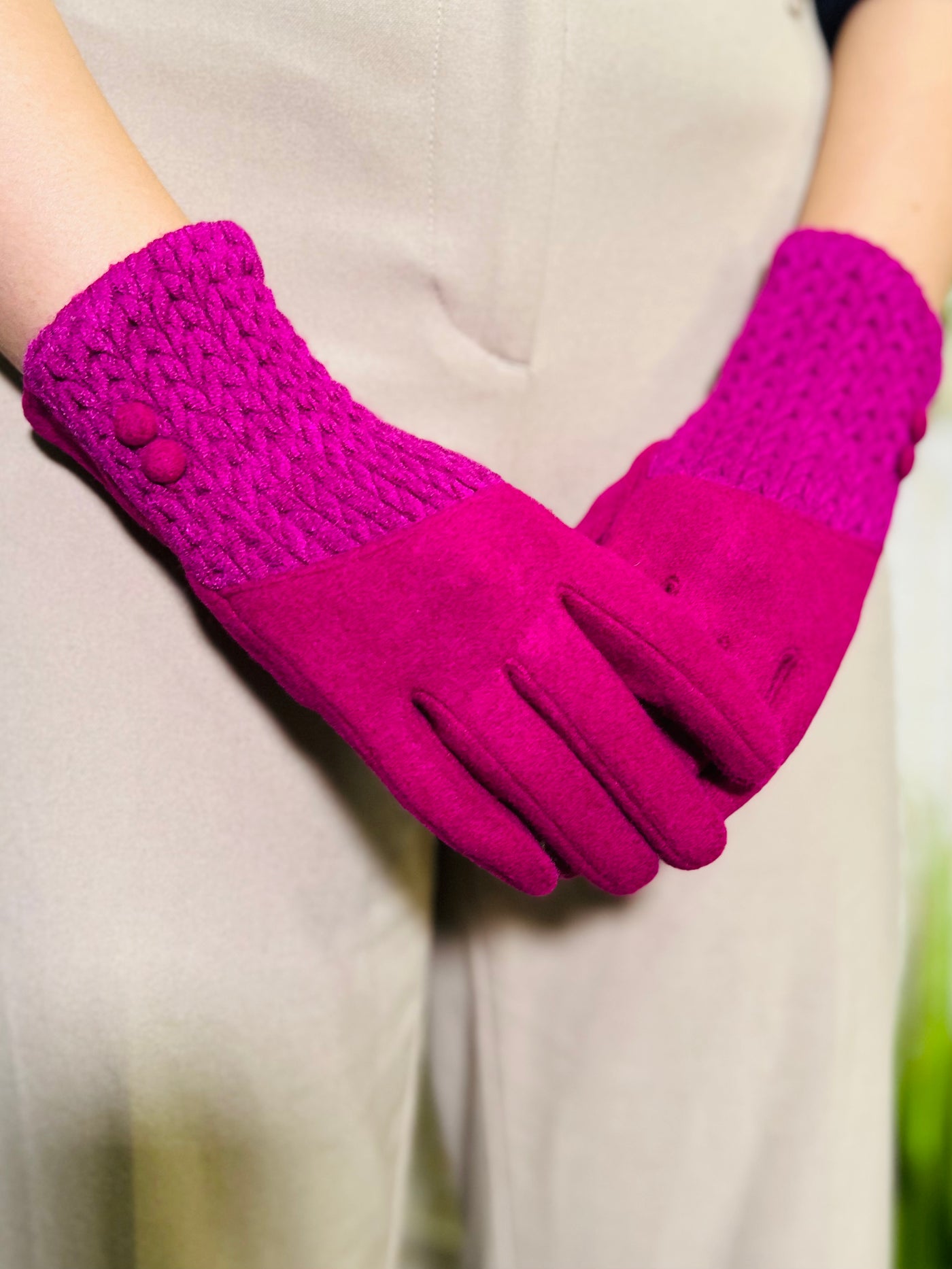 Knitted Gloves-Pink