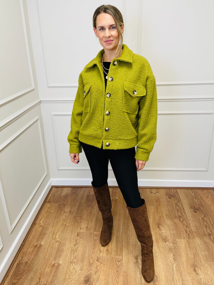 "MARIA" Boucle Jacket-Lime