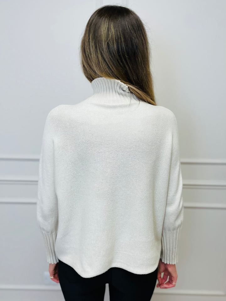 "AMANDA" Roll Neck Jumper-Cream