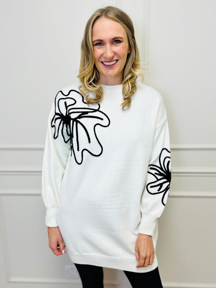 "BRIANA" Leaf Tunic-White & Black