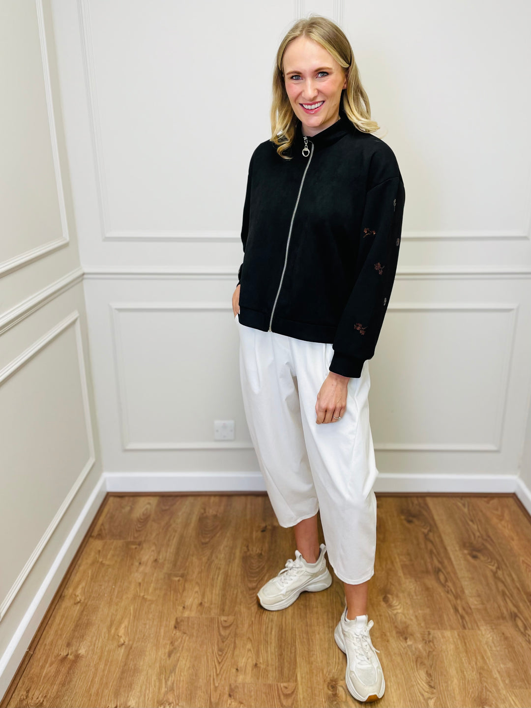 "ELISA" Embroidered Jacket-Black