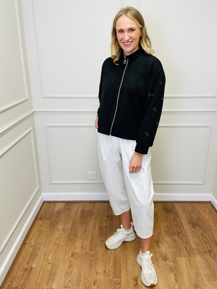 "ELISA" Embroidered Jacket-Black