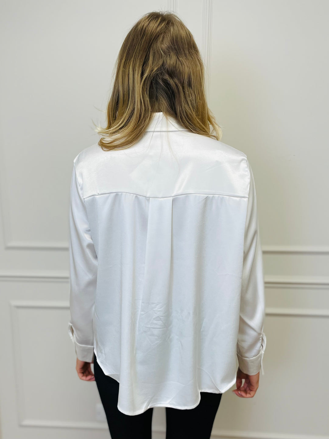 "PALOMA” Satin Shirt-White