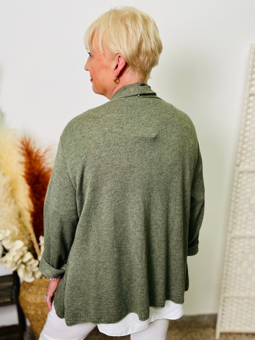 "EMMA" Edge To Edge Cardigan-Green