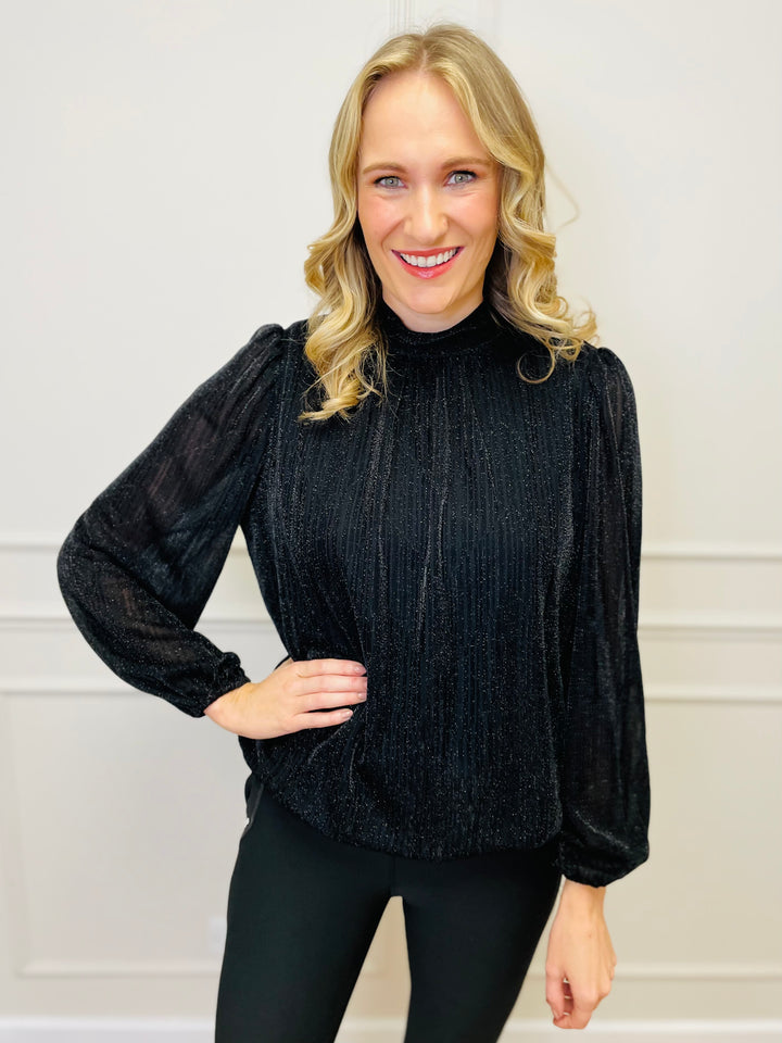 "PAULINA" Sparkle Blouse-Black
