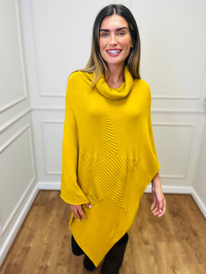 "STARR" Asymmetric Poncho-Mustard