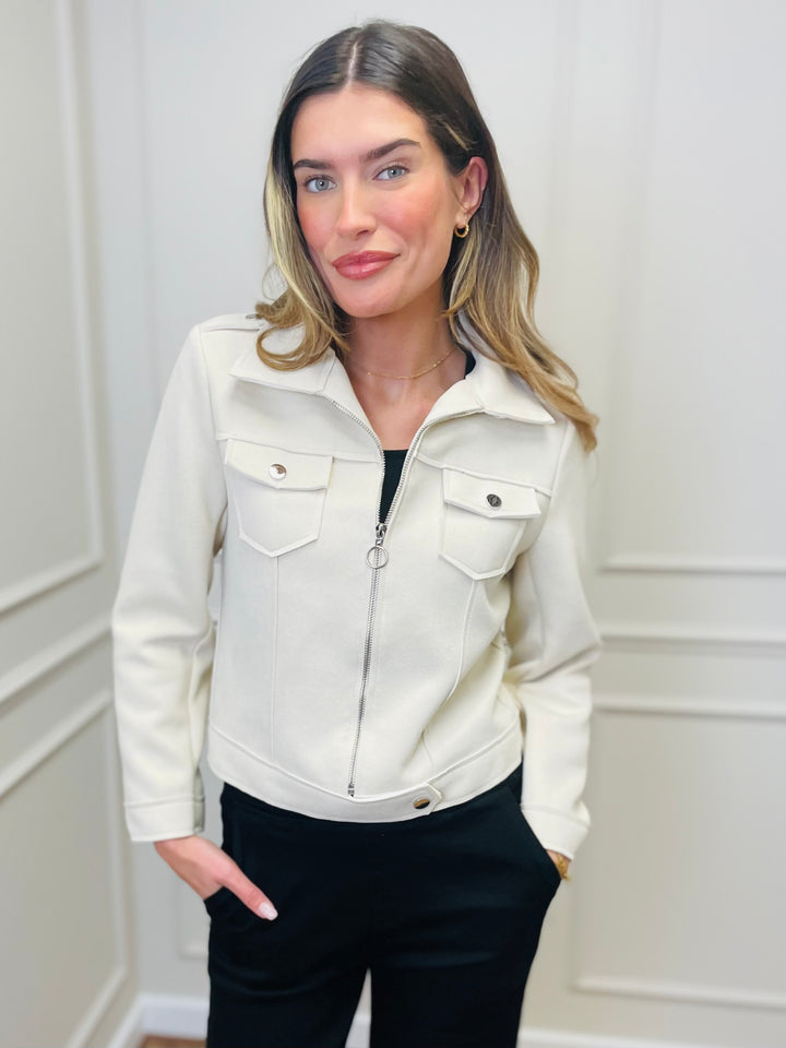 "ESTELLA" Biker Jacket-Cream