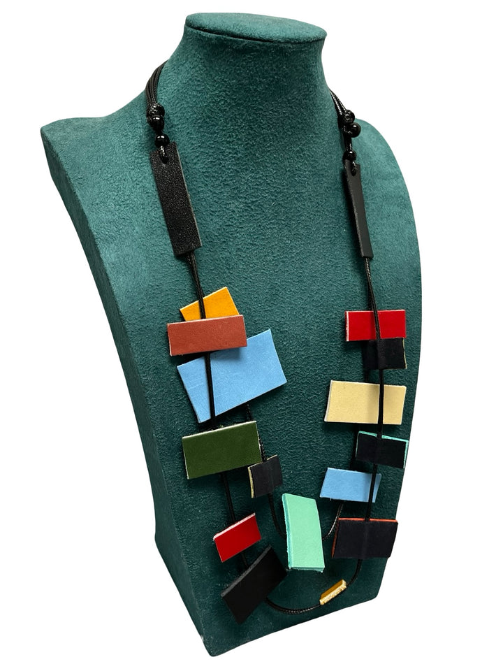 Multicolour Leather Statement Necklace