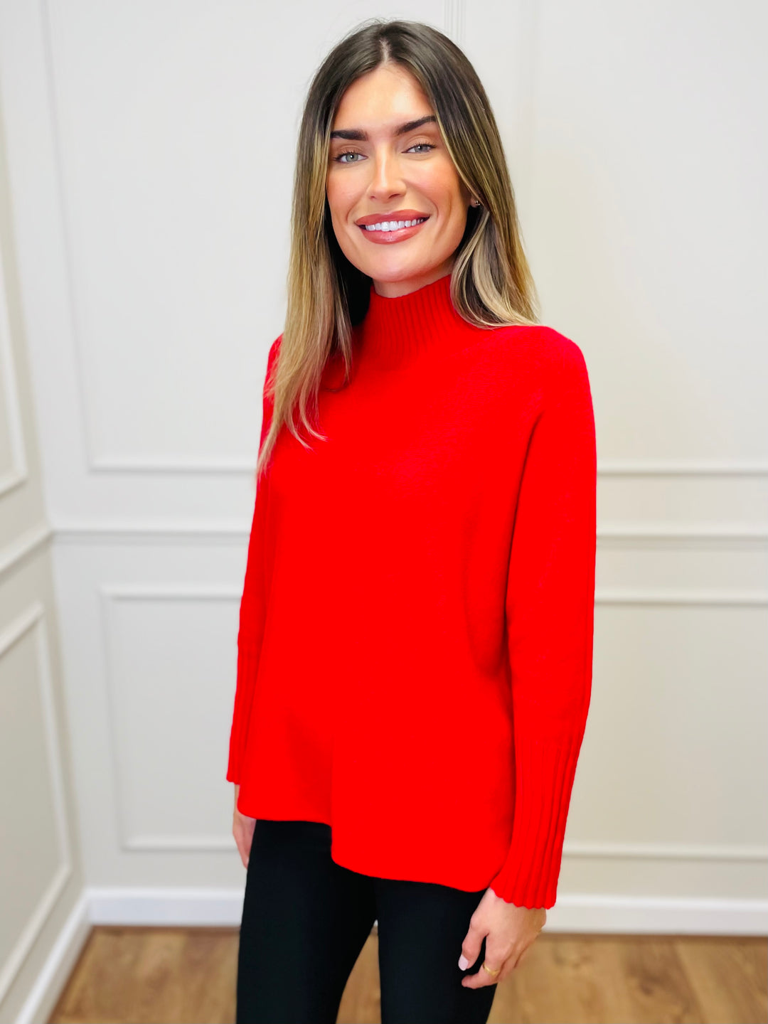"AMANDA" Roll Neck Jumper-Red