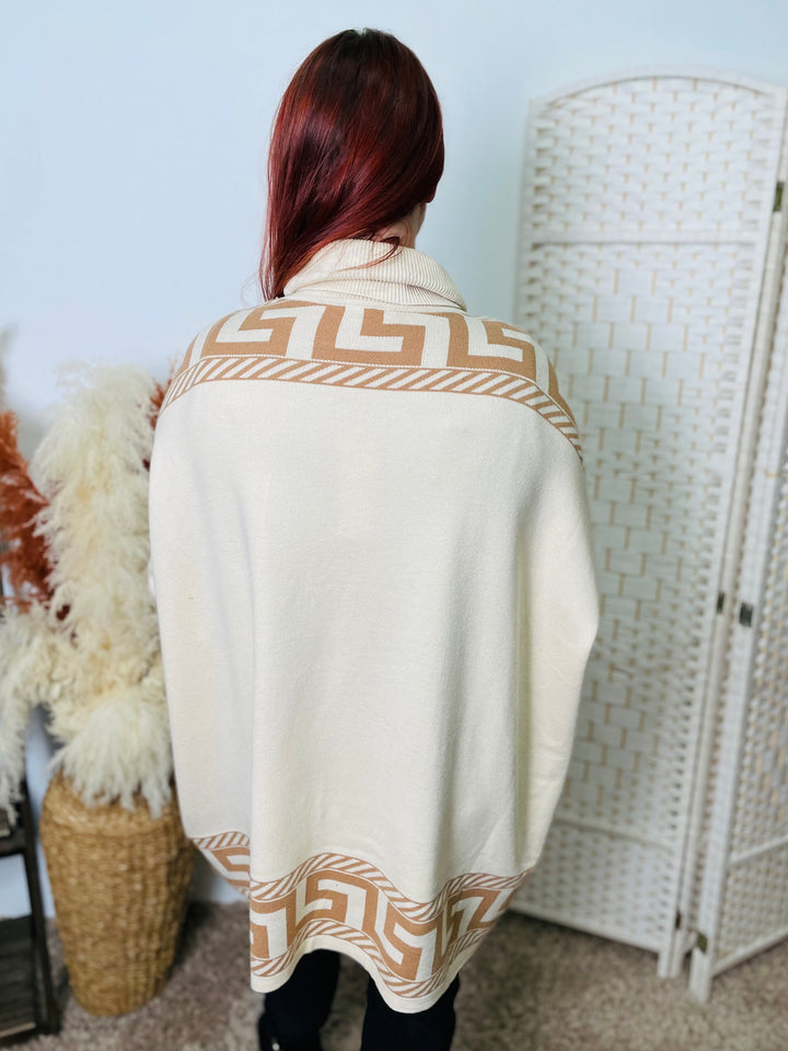 "MADISON" Artistic Print Jumper-Cream & Tan