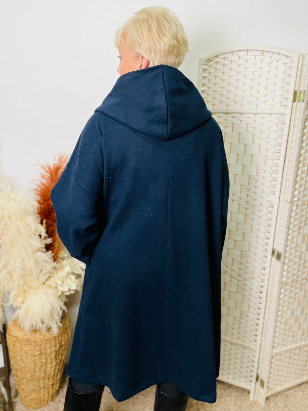 "OLIVIA" Hooded Coat-Navy