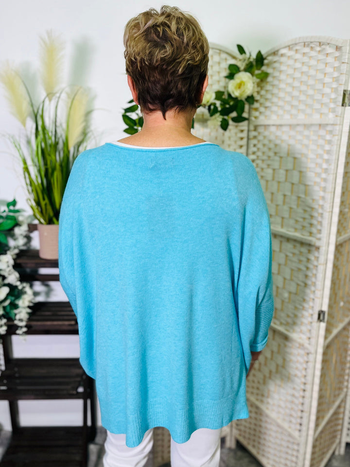 "KIKO" Super Soft Knitted Jumper-Aqua