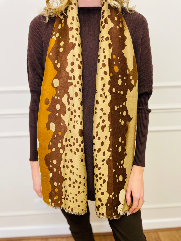 No.116 Animal Print Scarf-Camel & Brown