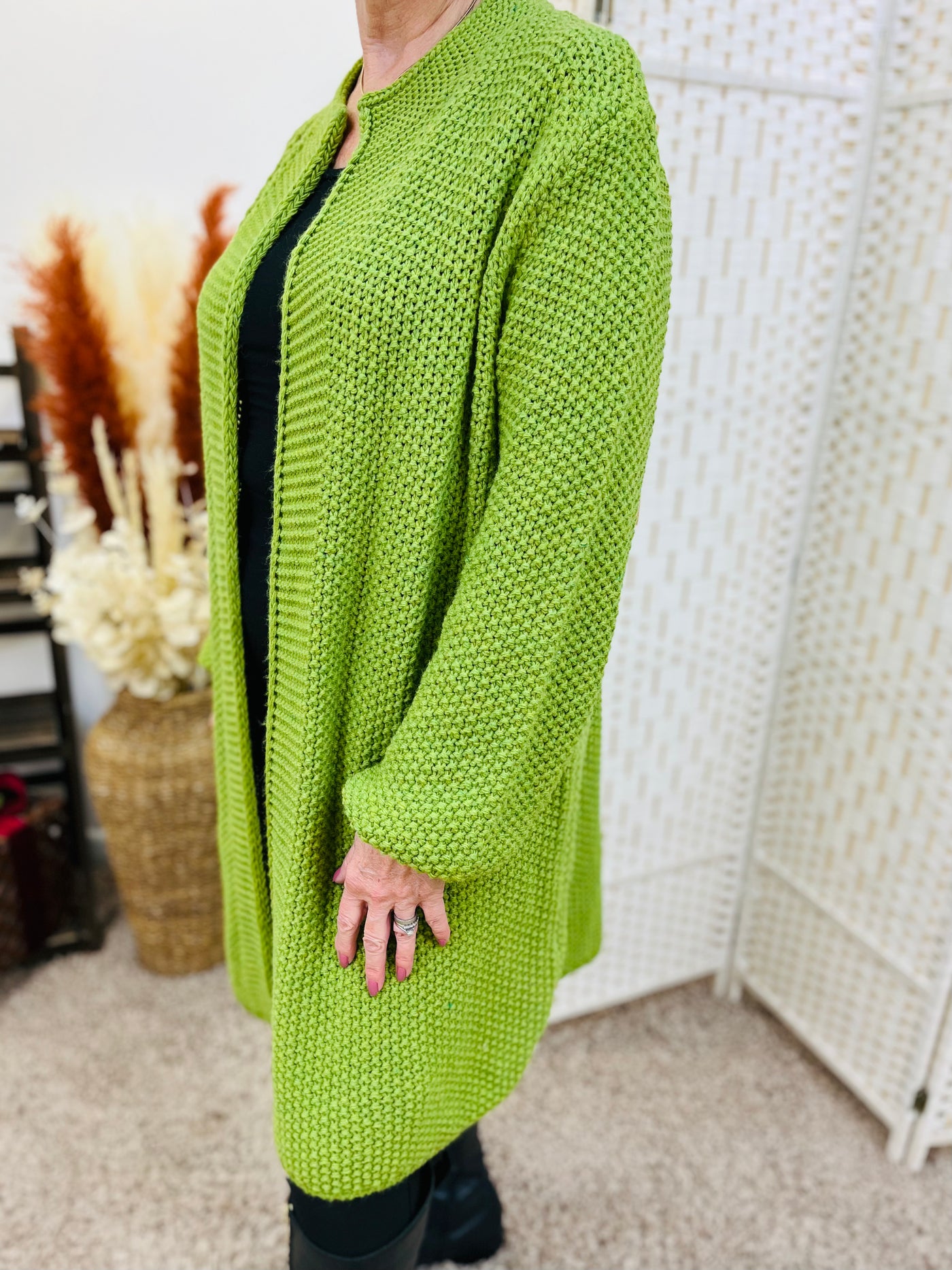 "MARISSA” Knitted Cardigan-Lime Green