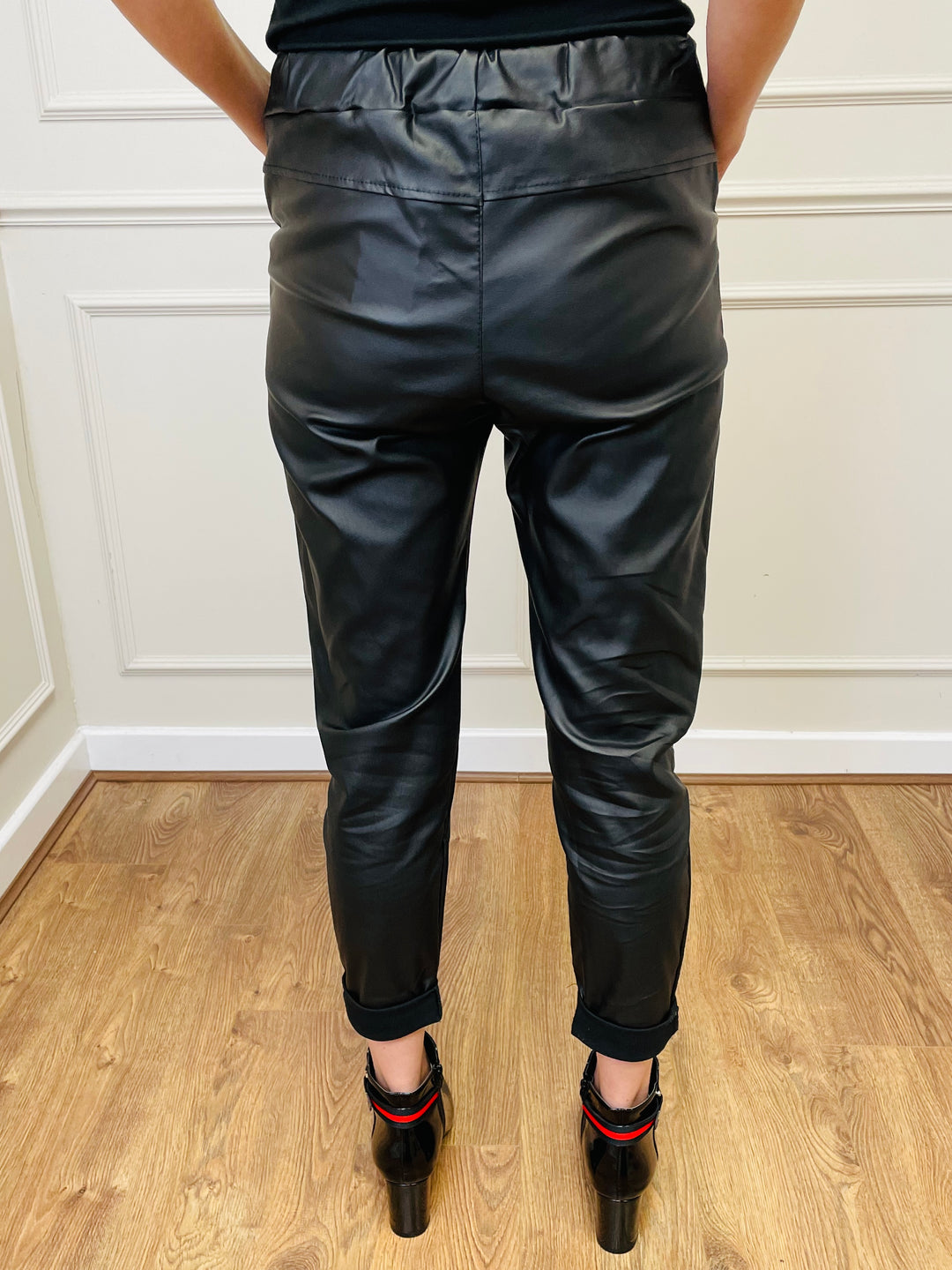 "CARMELA" Pleather Trouser-Black
