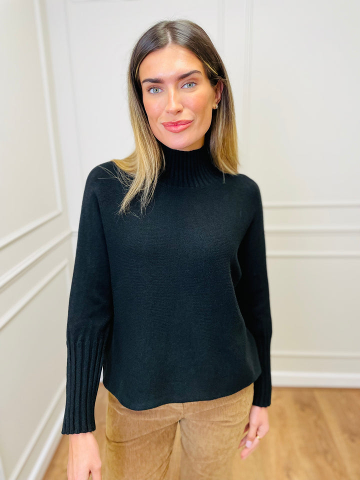"AMANDA" Roll Neck Jumper-Black