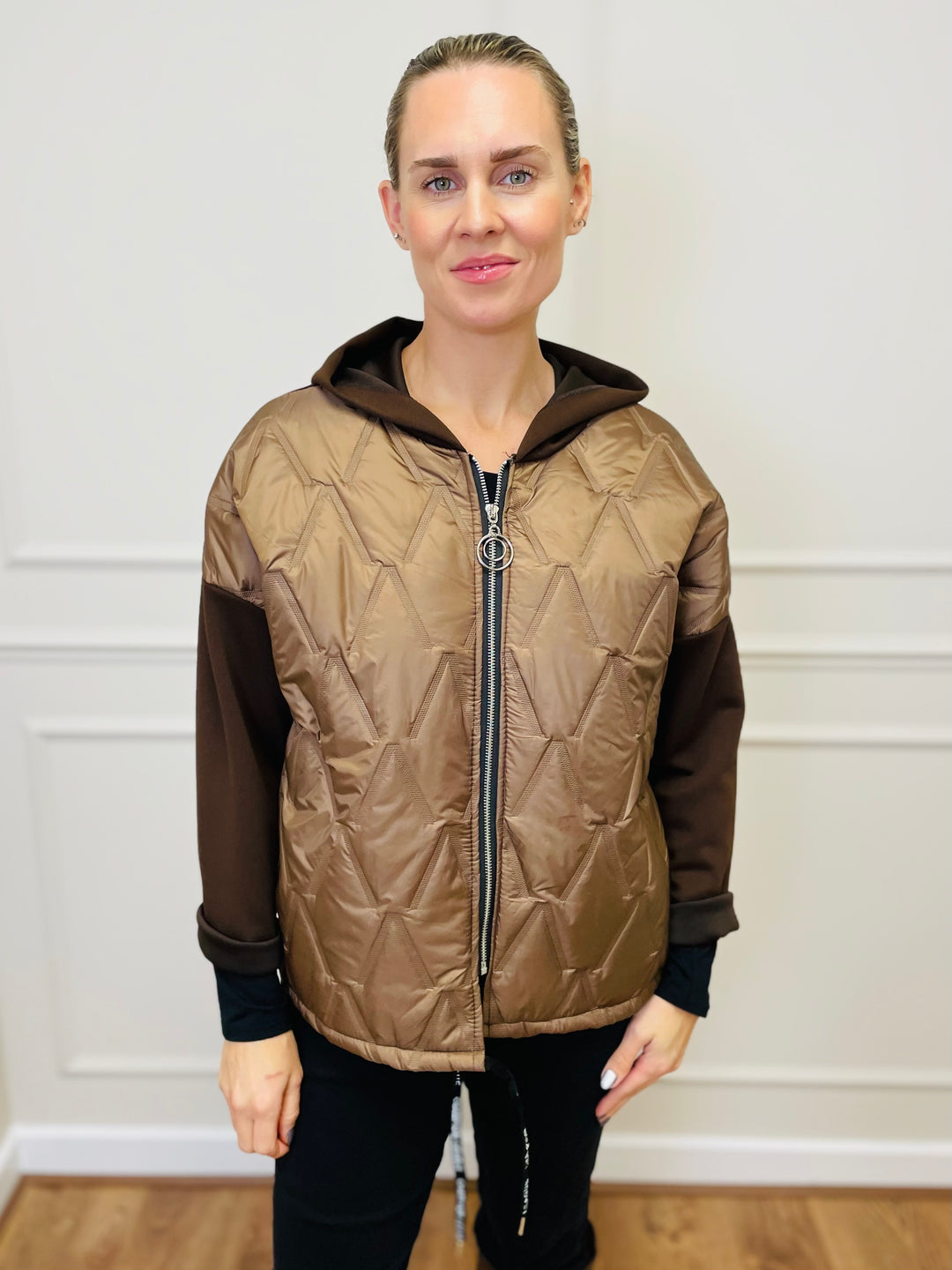 "BONNIE" Quilted Jacket-Brown