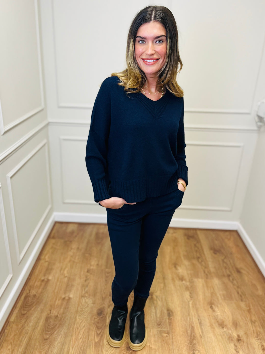 "KIKO" LUXURY Fine Knit Jumper-Navy