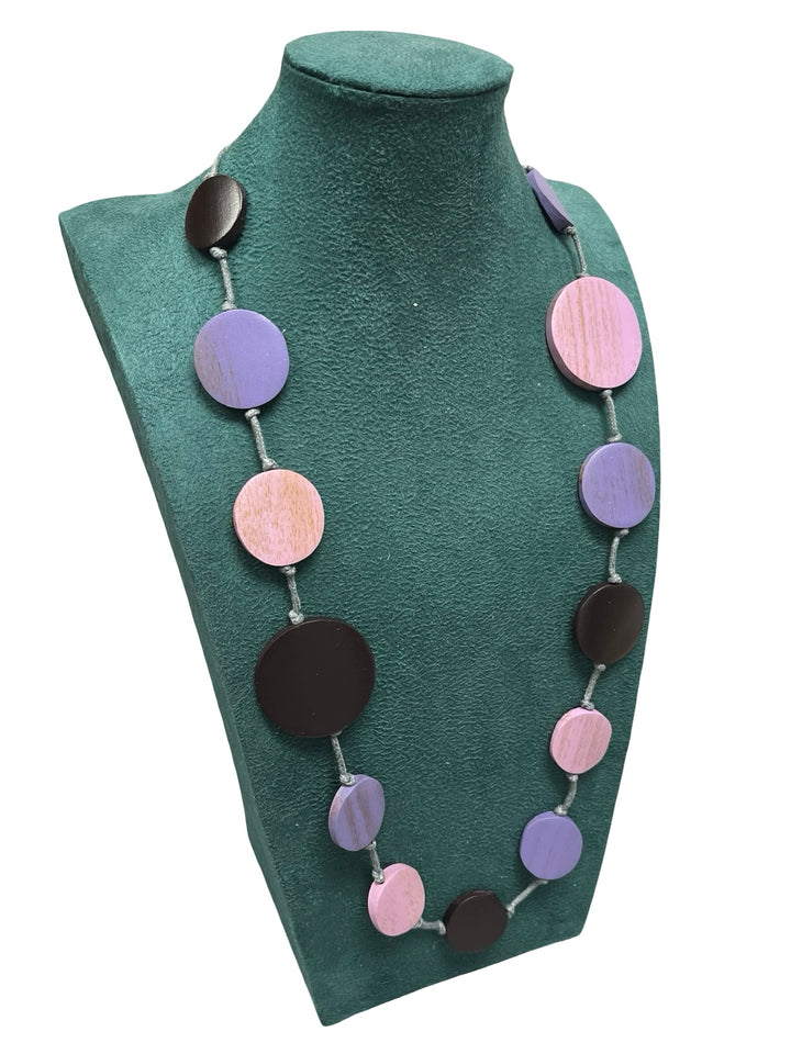 Circle Statement Necklace-Purple & Black
