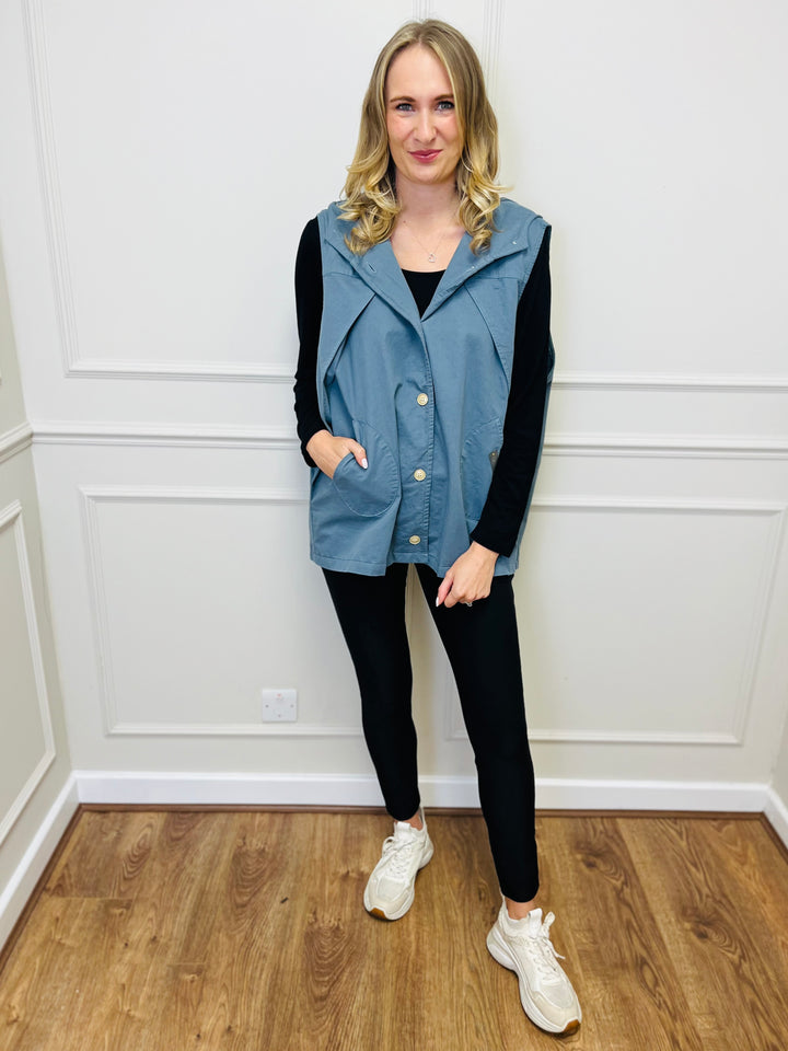 "DIXIE" Cotton Gilet-Denim