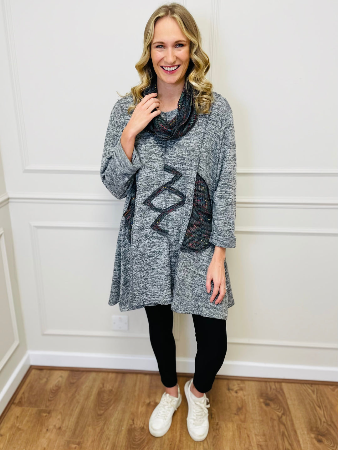 "BIANCA" Tunic With Complimentary Scarf-Silver