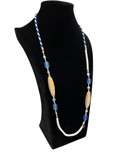 Blue & White Long Statement Necklace