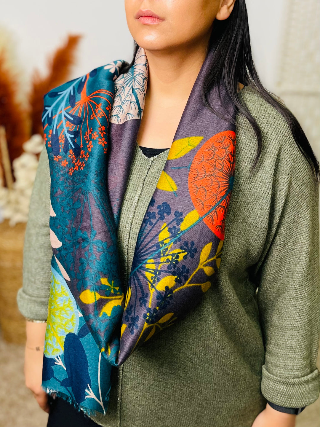 No.58 Floral Print Scarf-Multicolour