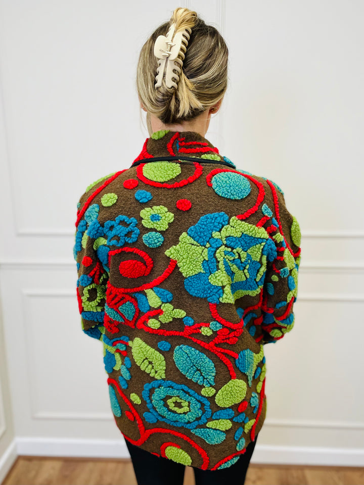 "NANCY" Textured Coat-Multicolour