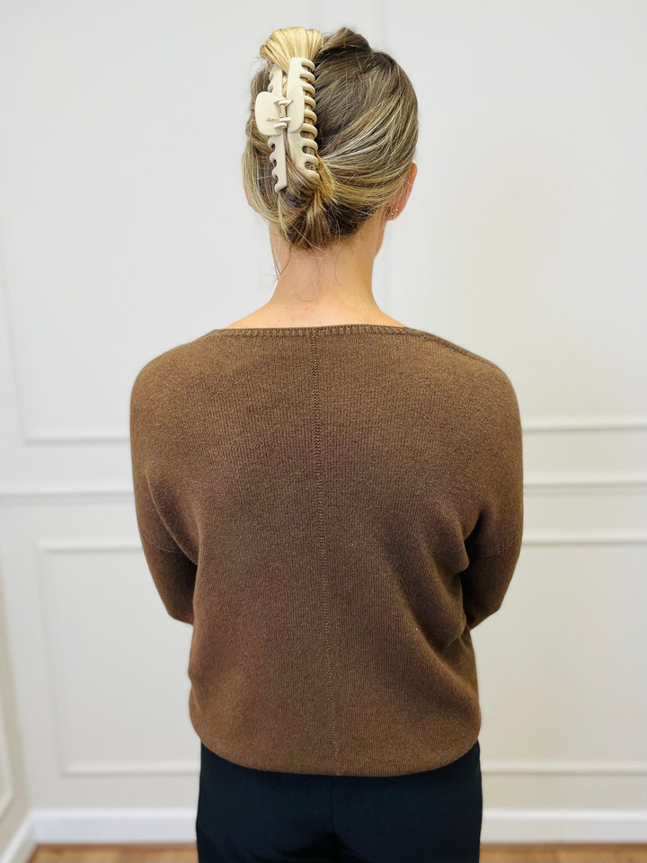 "ZOLA” Metallic Jumper-Brown & Gold