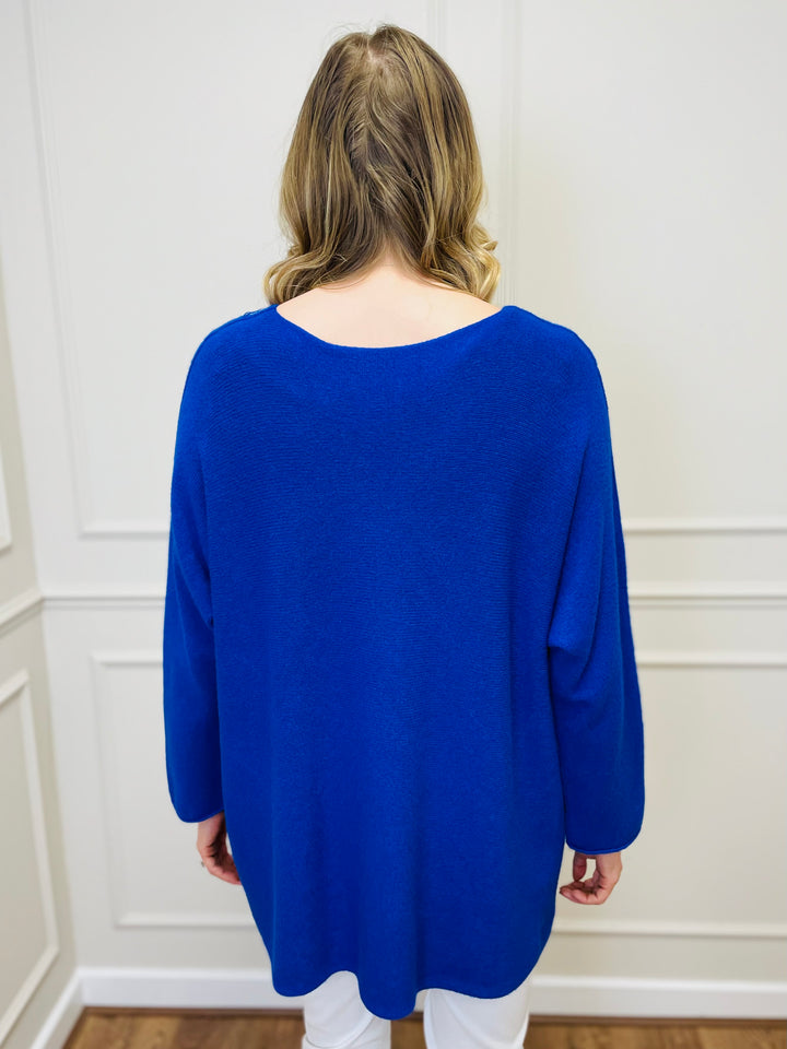 "GINNY" Basic Soft Jumper-Blue