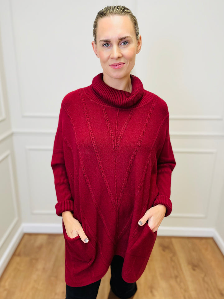 "GRACE" Knitted Jumper-Burgundy