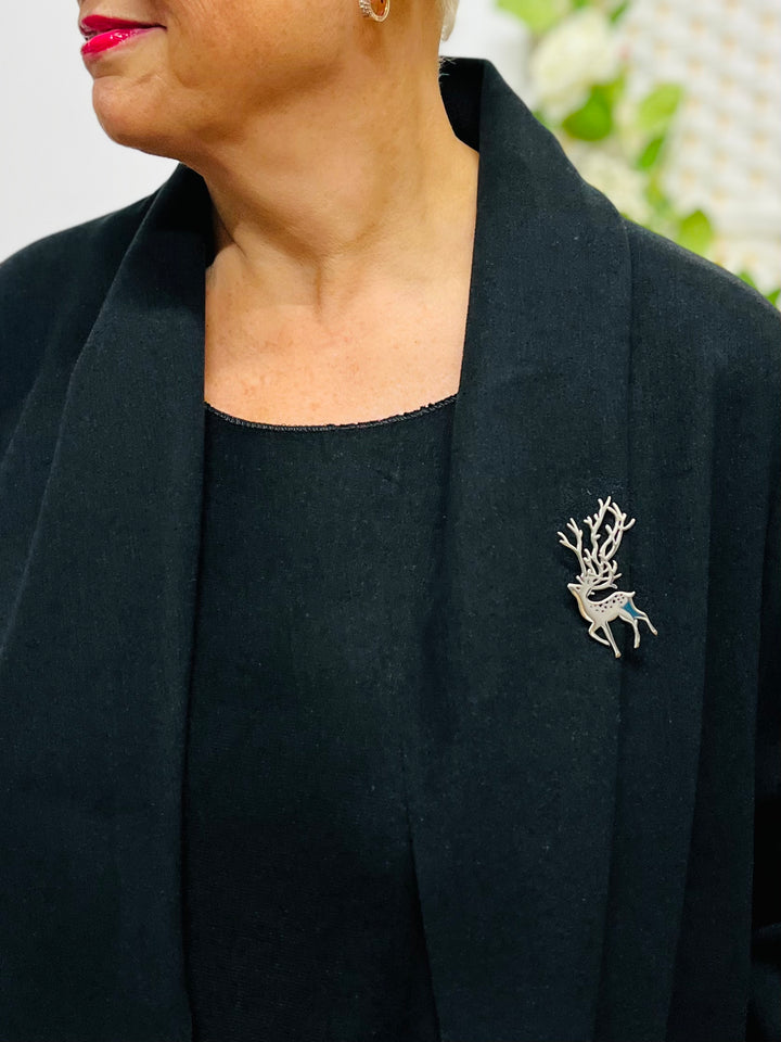 Silver Deer Brooch