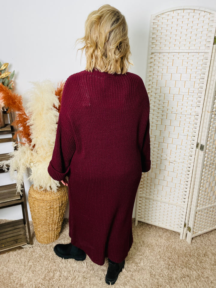 "SARAH" Maxi Jumper Dress-Burgundy