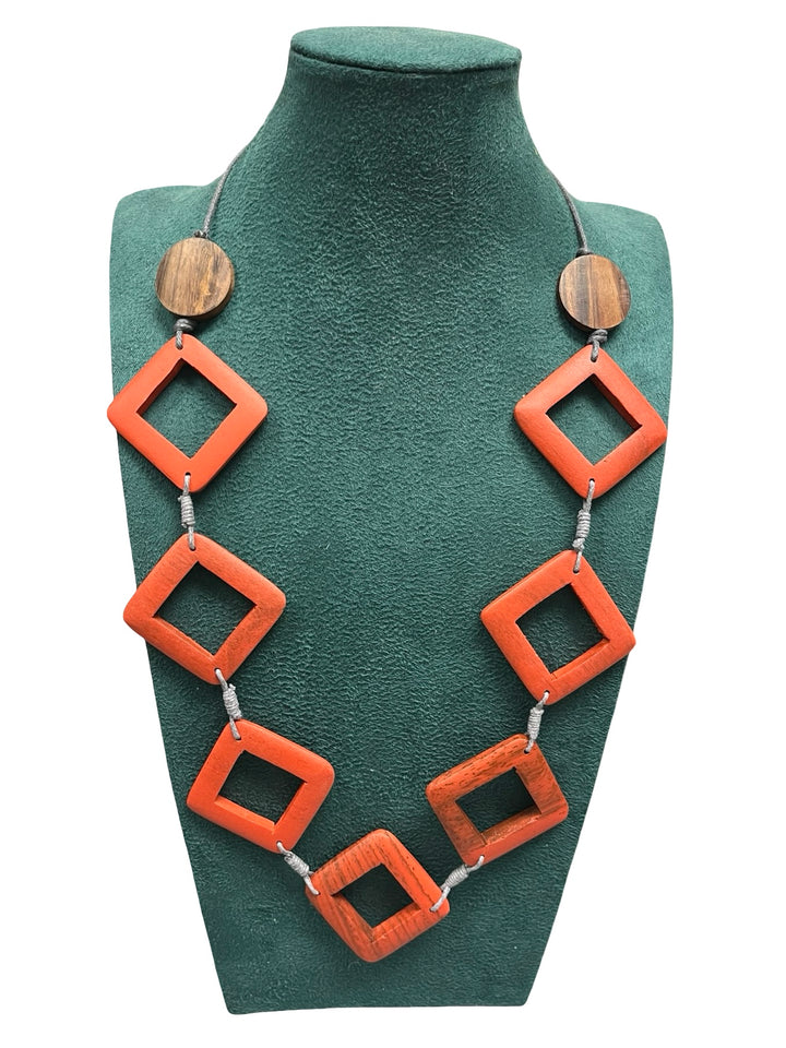 Long Statement Necklace-Orange