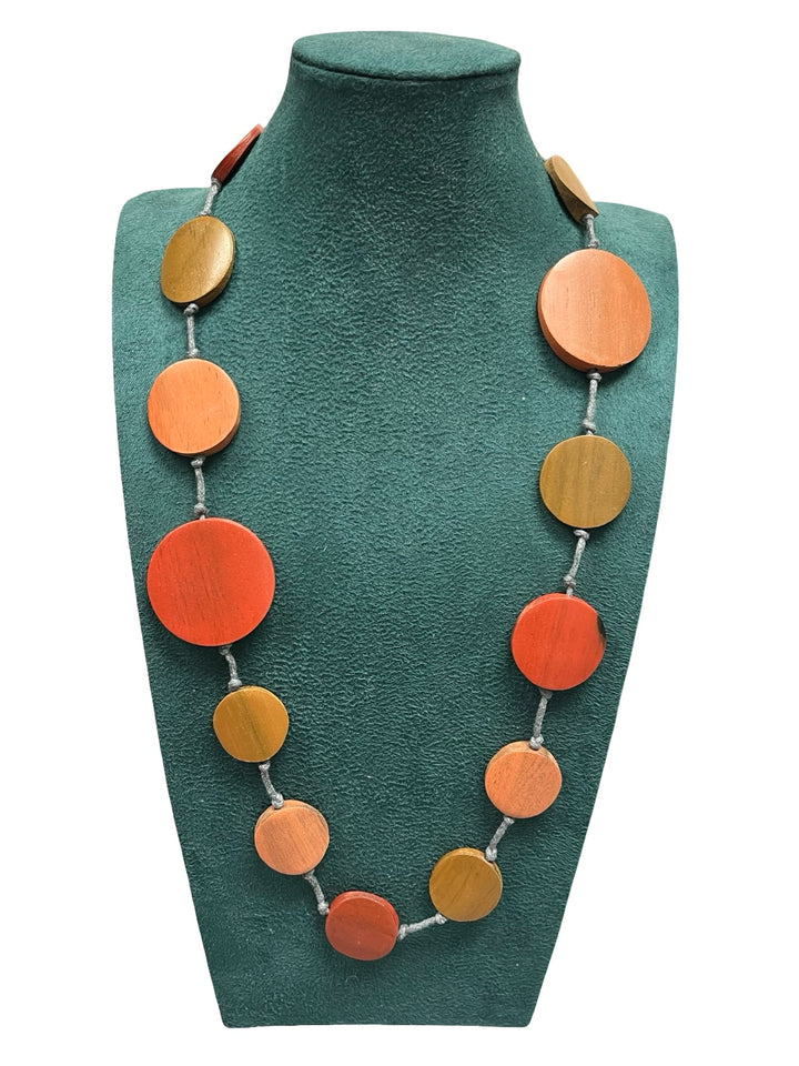 Circle Statement Necklace-Orange & Tan