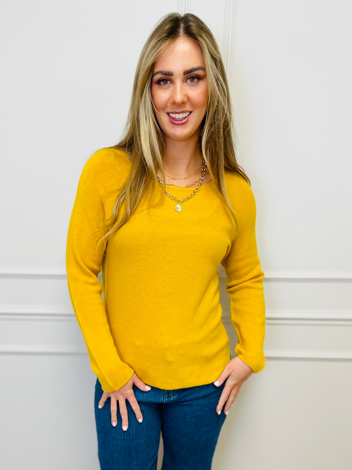 "MAGNOLIA" Fine Knit Jumper-Mustard