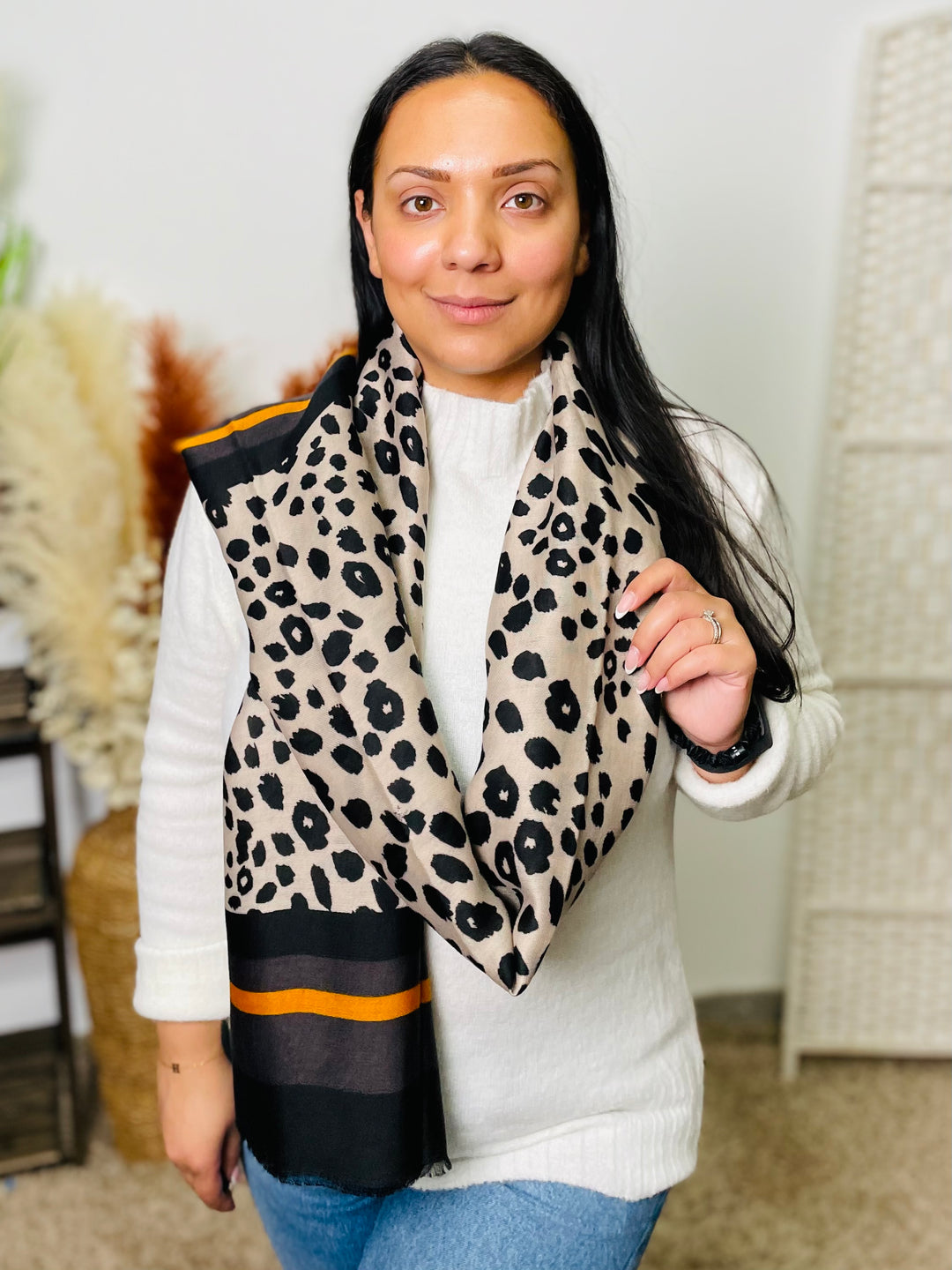 No.50 Animal Print Scarf-Black